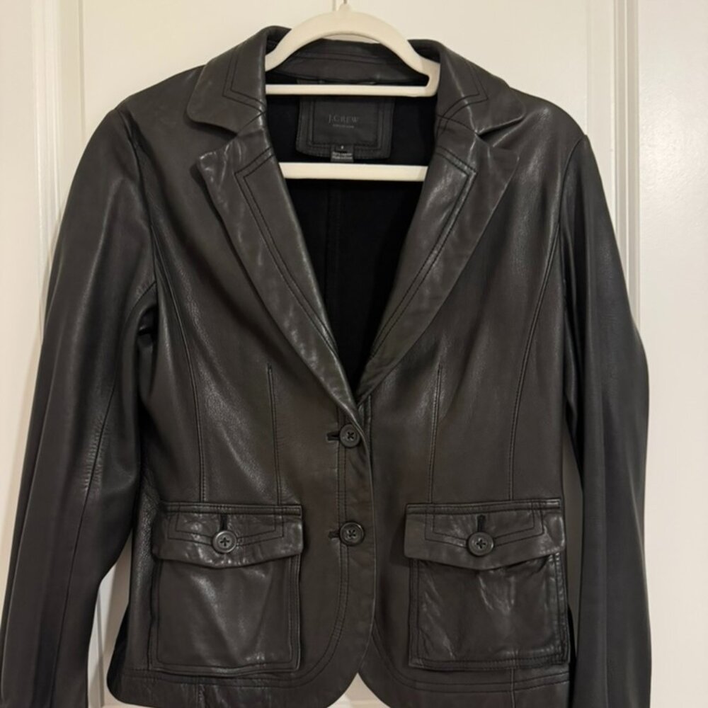 J.Crew Collection Black Leather Blazer – Size S